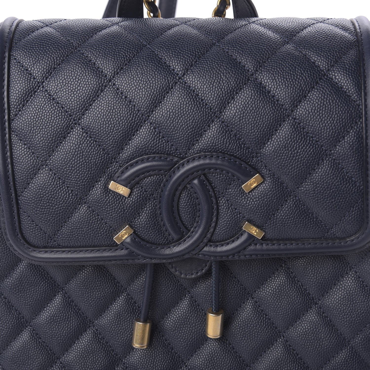 Chanel Caviar Quilted Filigree Backpack Navy 9 of 10