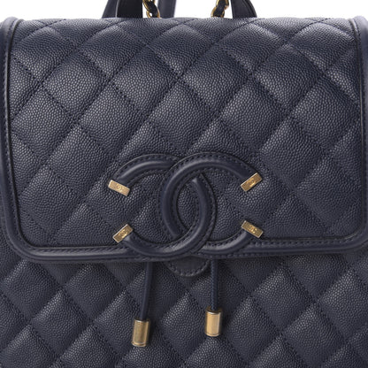 Chanel Caviar Quilted Filigree Backpack Navy 9 of 10