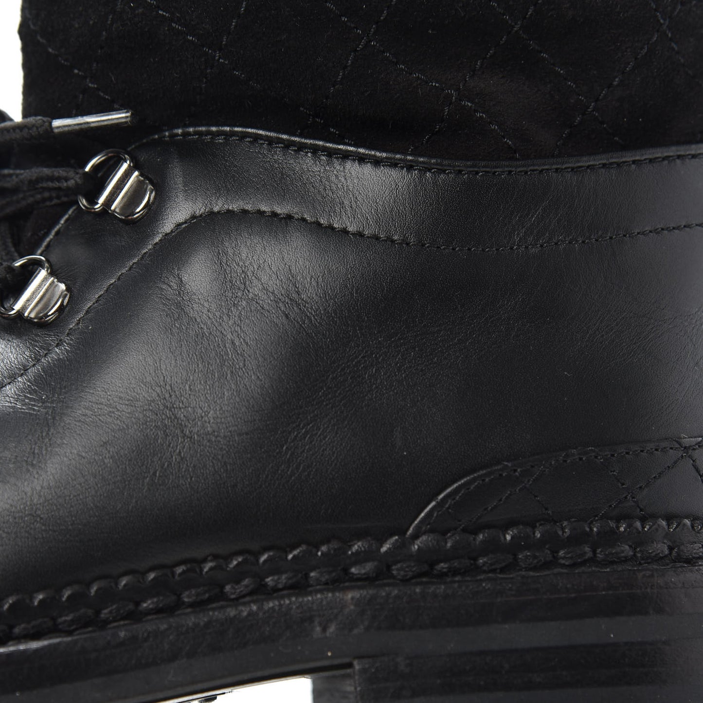 Calfskin Kid Suede Lace Up Short Boots 38 Black