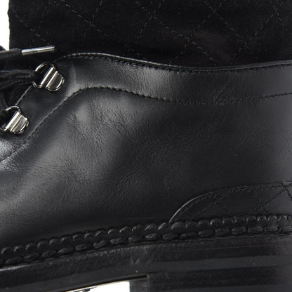 Chanel Calfskin Kid Suede Lace Up Short Boots 38 Black 7 of 9