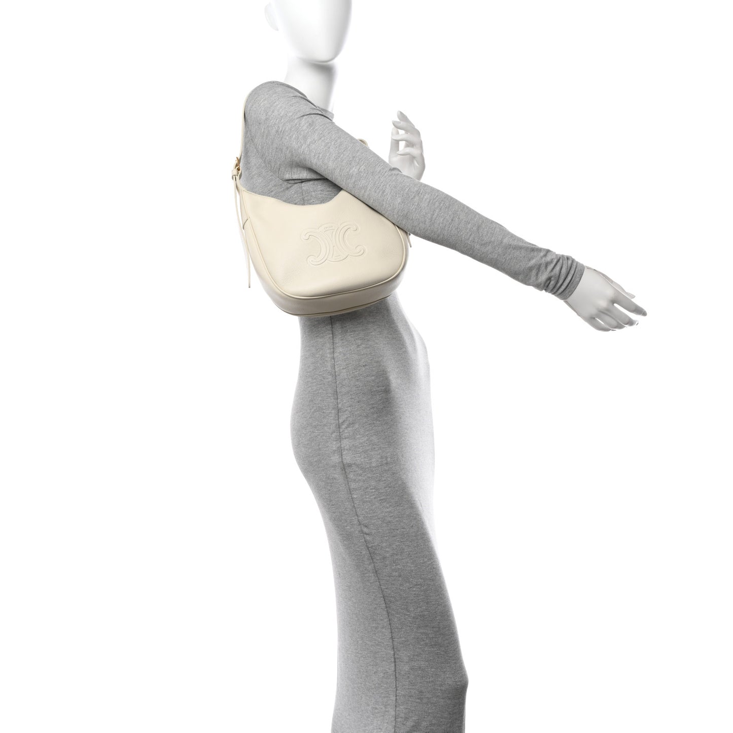 Supple Calfskin Cuir Triomphe Small Heloise Shoulder Bag White Cotton