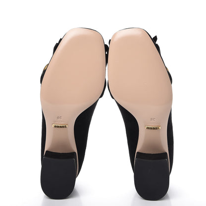 Gucci Kid Scamosciato GG Marmont Fringe 50mm Loafer Pumps 38 Black 5 of 9