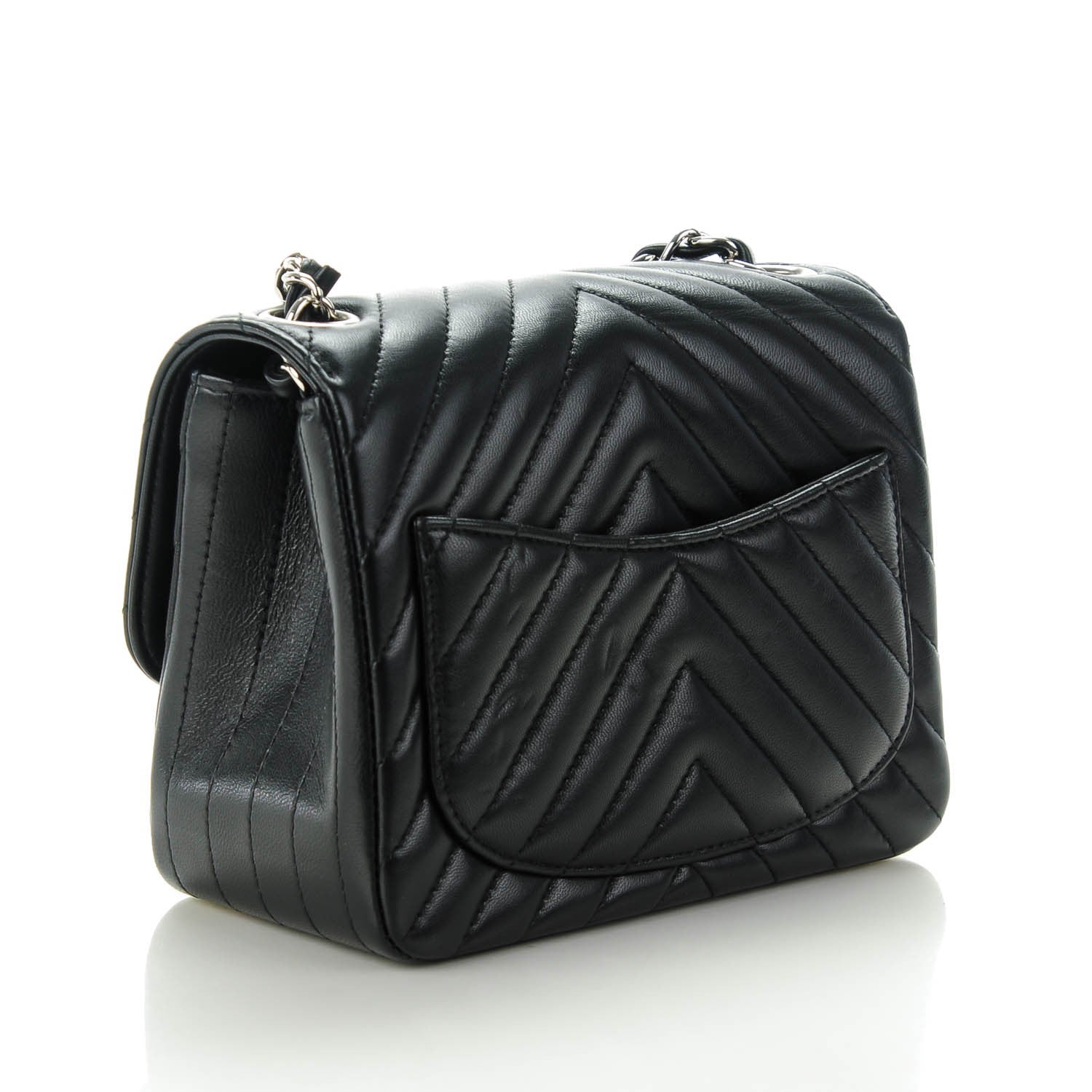 Chanel Lambskin Chevron Quilted Mini Square Flap Black 3 of 7