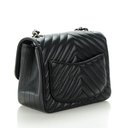 Chanel Lambskin Chevron Quilted Mini Square Flap Black 3 of 7