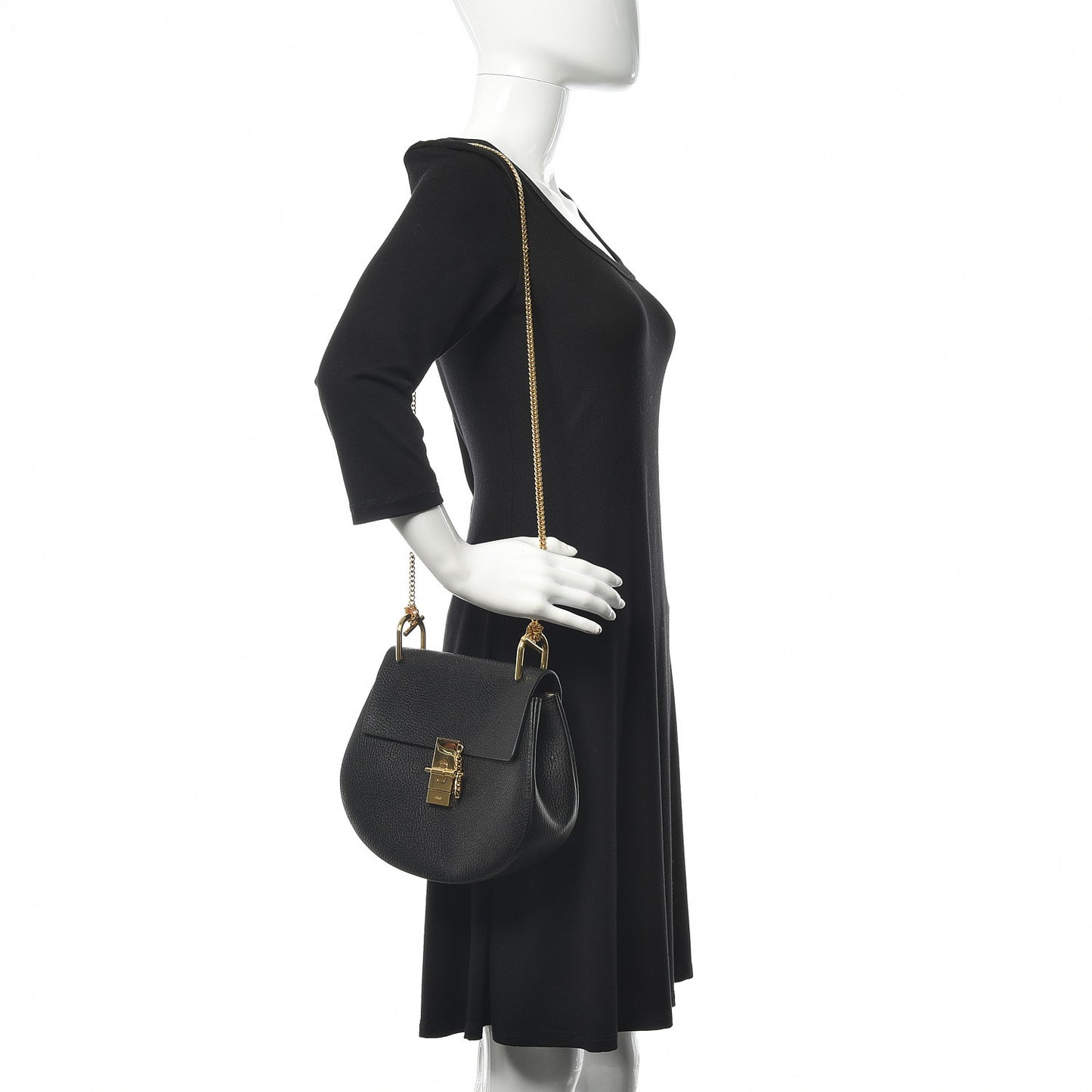 Grained Lambskin Drew Shoulder Bag Black