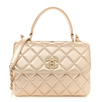 Chanel Metallic Lambskin Quilted Small Trendy CC Flap Dual Handle Bag Gold 1 of 13