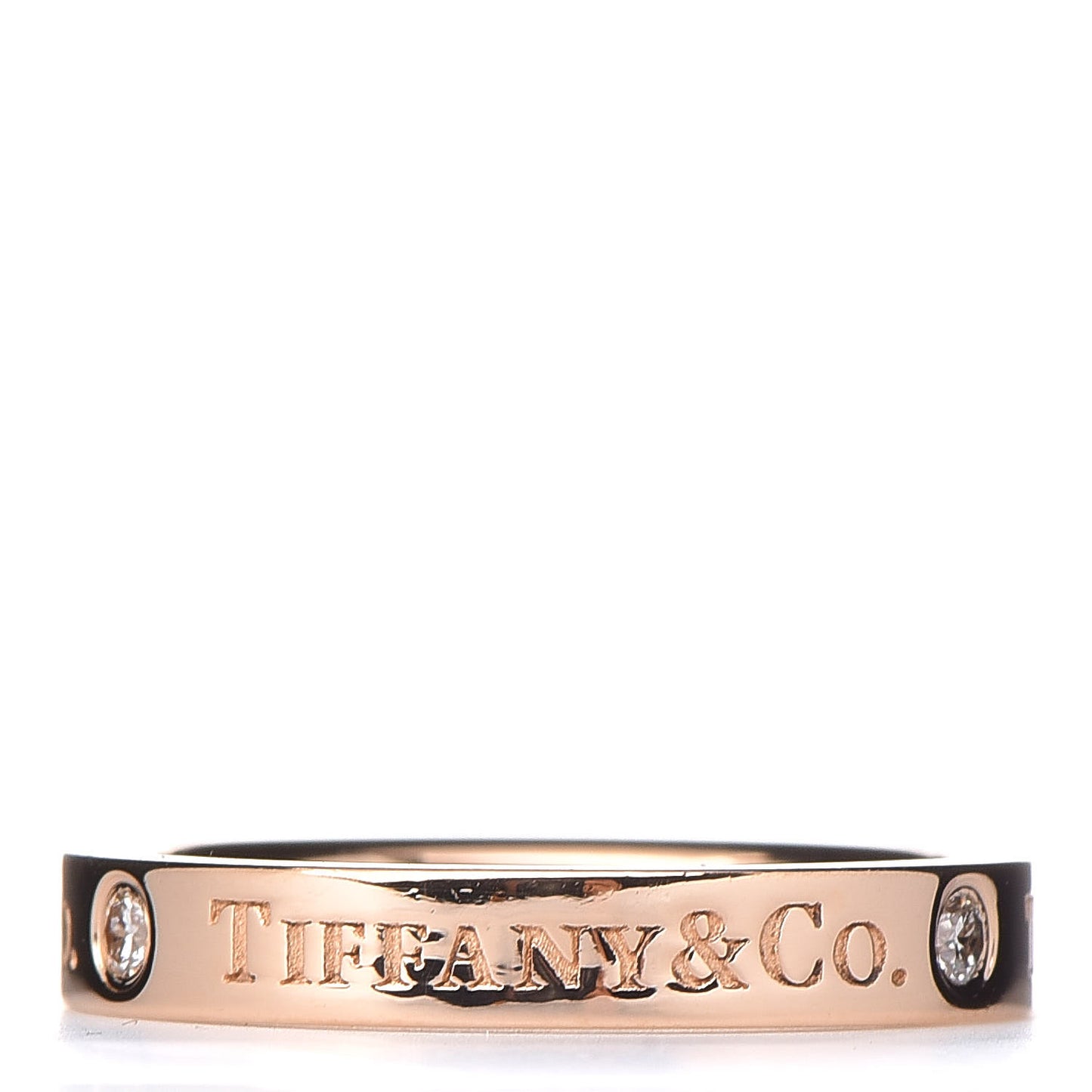18K Rose Gold Diamond 3mm Logo Band Ring 48 4.25