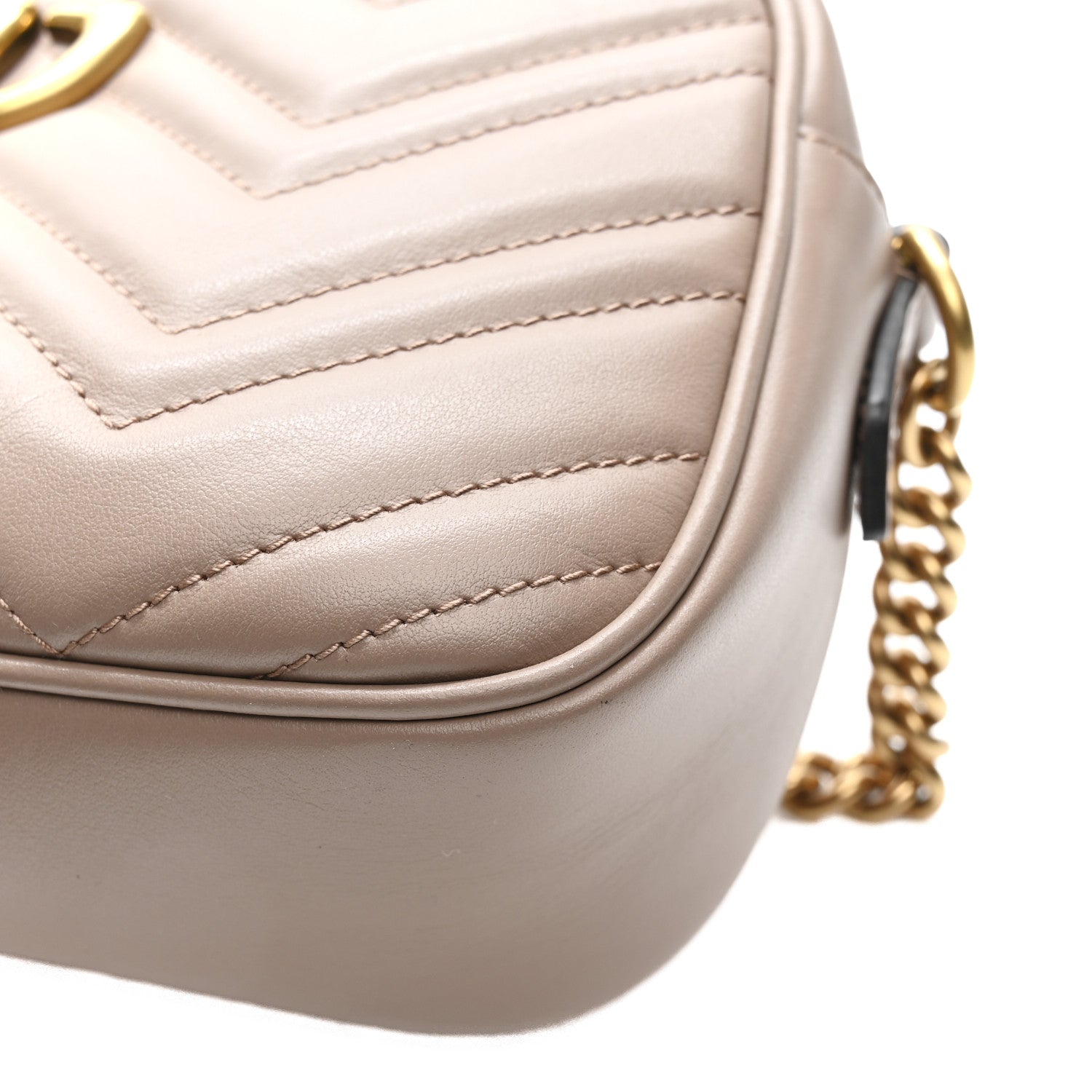 Gucci Calfskin Matelasse Small GG Marmont Chain Shoulder Bag Porcelain Rose 11 of 12