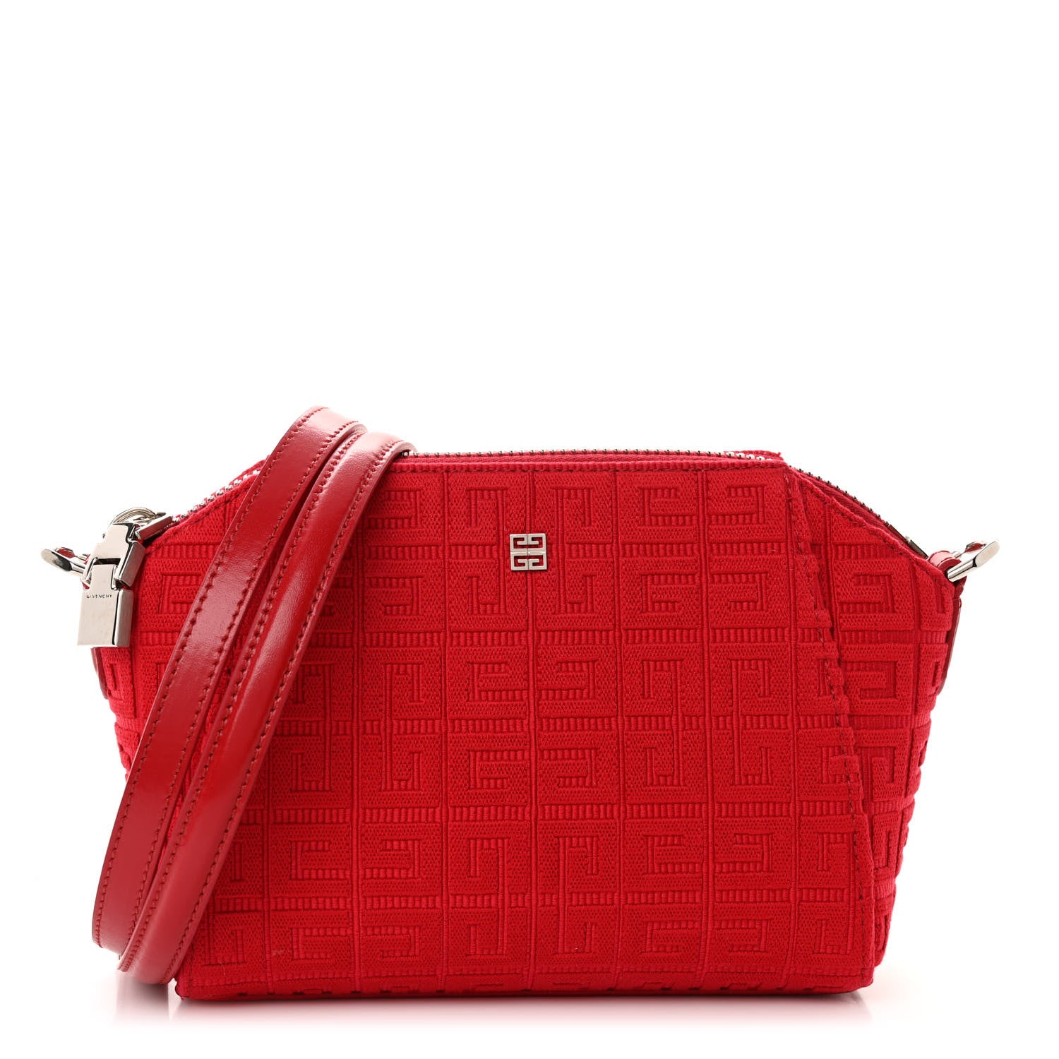 Givenchy Calfskin Jacquard Fabric 4G Antigona Crossbody Red 1 of 9
