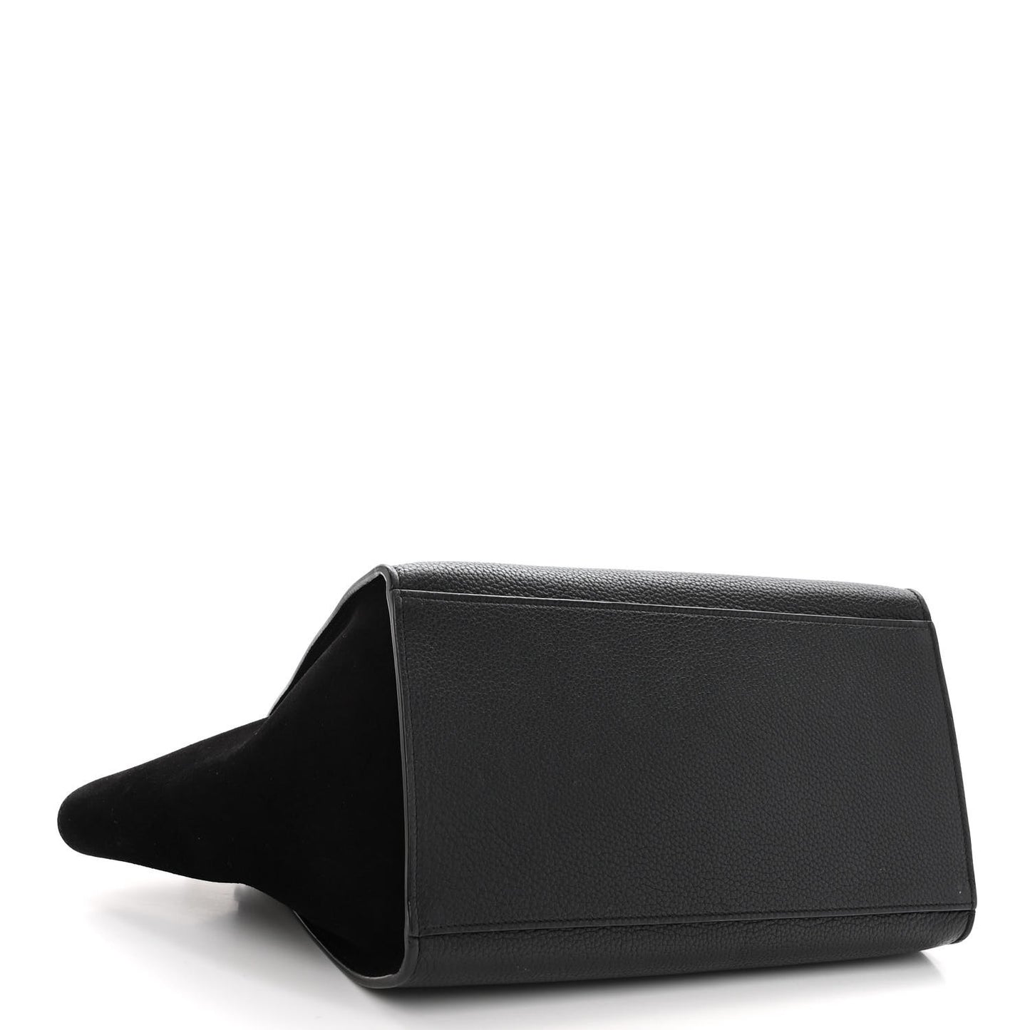 Drummed Calfskin Suede Small Trapeze Black