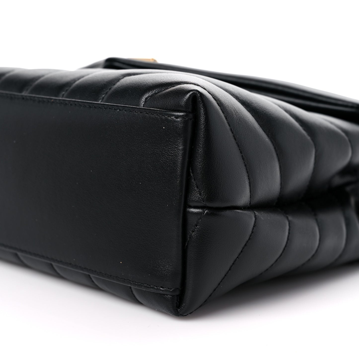 Calfskin Y Quilted Monogram Small Loulou Chain Satchel Black