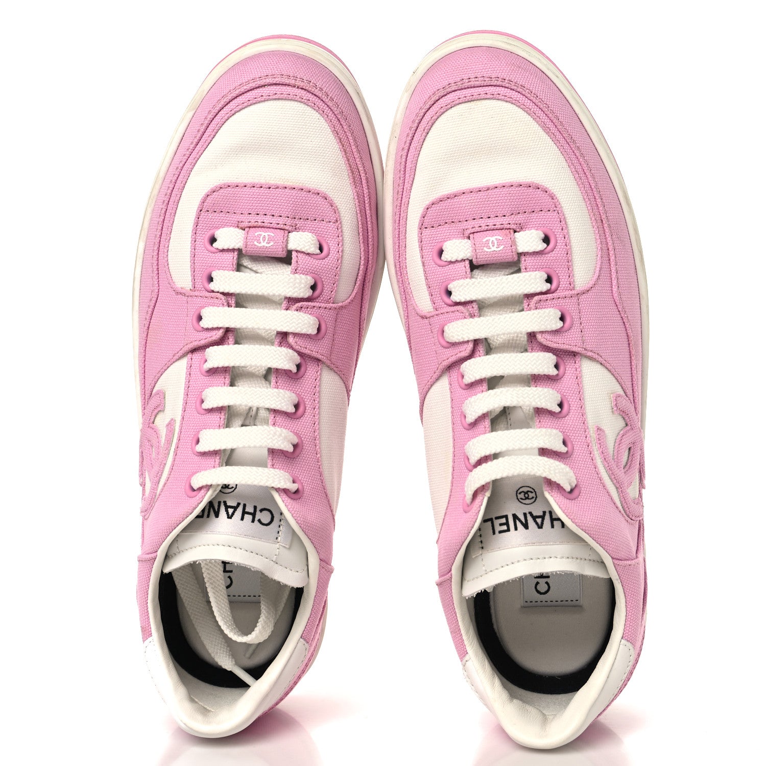 Chanel Cotton Sneakers 39 Pink White 2 of 8