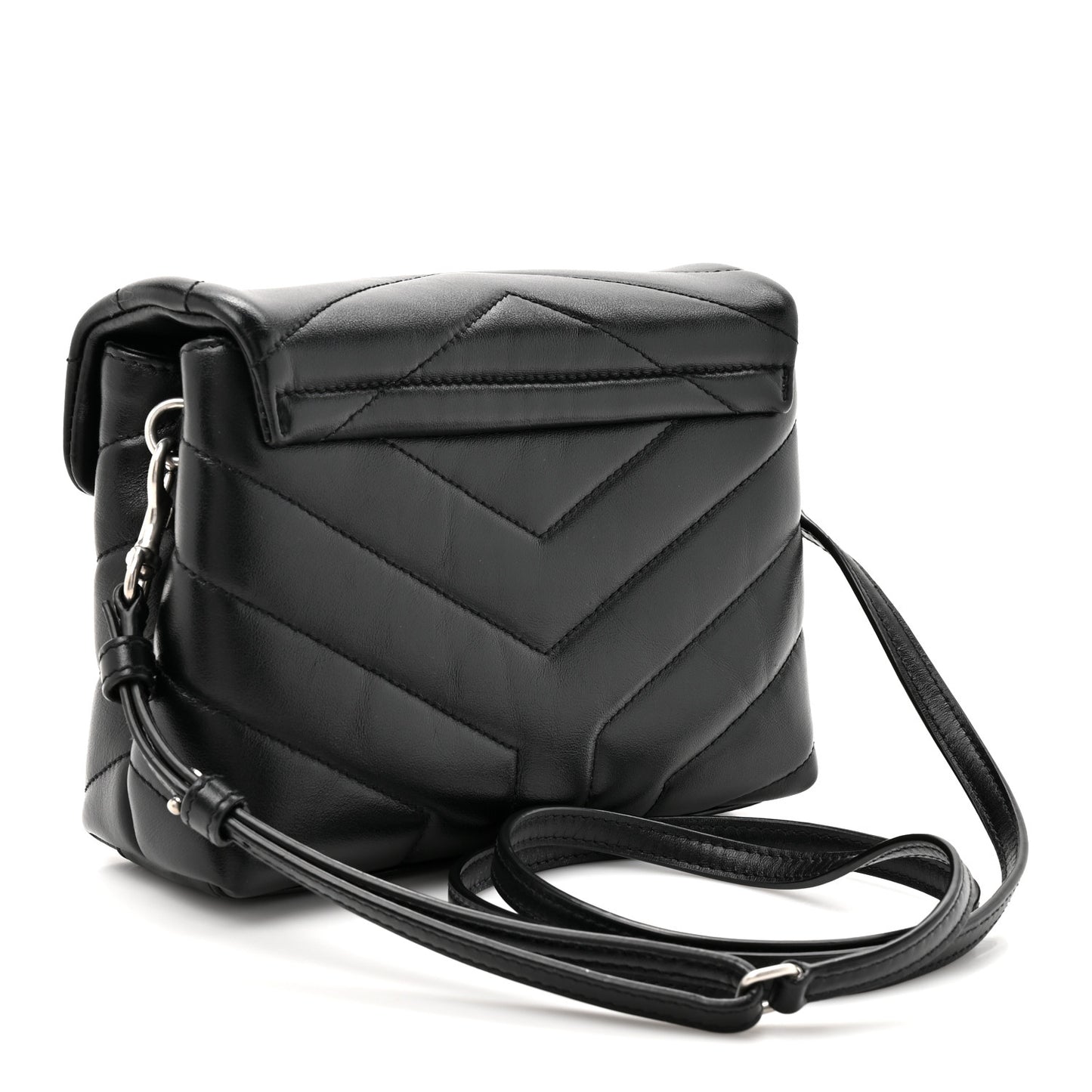 Calfskin Y Quilted Monogram Toy Loulou Crossbody Bag Black