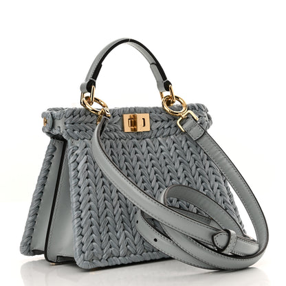 Fendi Paglia Vitello King Nappa Woven Petite Peekaboo I SEE U Satchel Anice 3 of 9