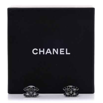Chanel Ruthenium Crystal CC Earrings Black 5 of 5