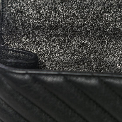 Saint Laurent Sheepskin Matelasse Chevron Monogram Medium College Bag Black 10 of 20