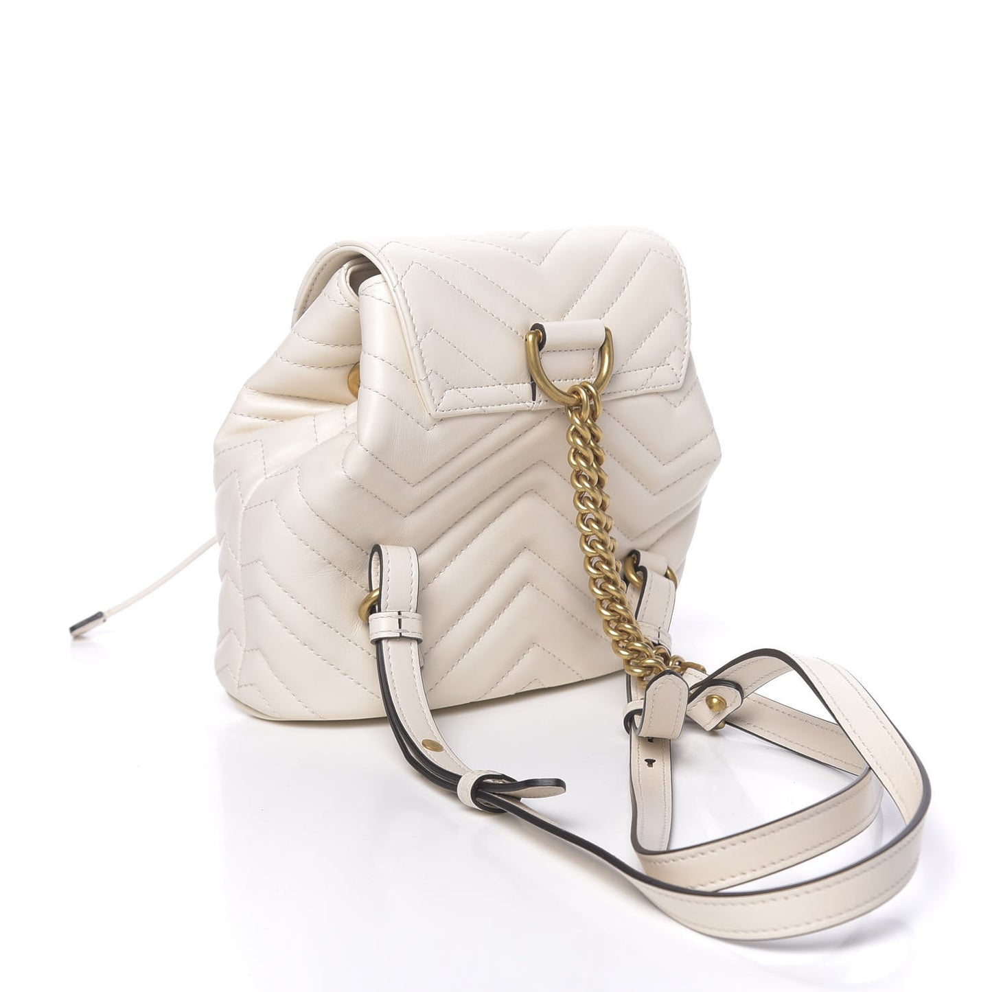 Calfskin Matelasse GG Marmont Flap Backpack White