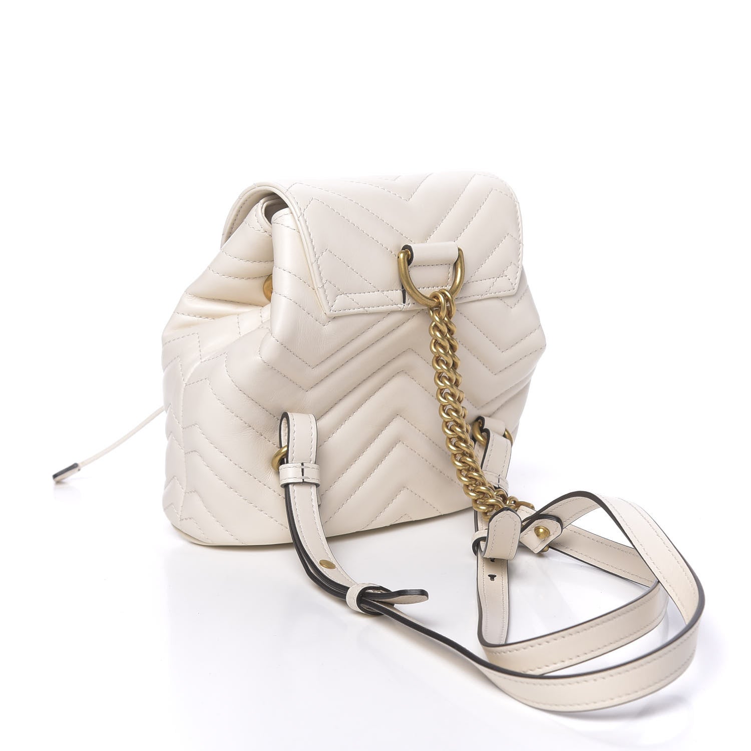 Gucci Calfskin Matelasse GG Marmont Flap Backpack White 2 of 9