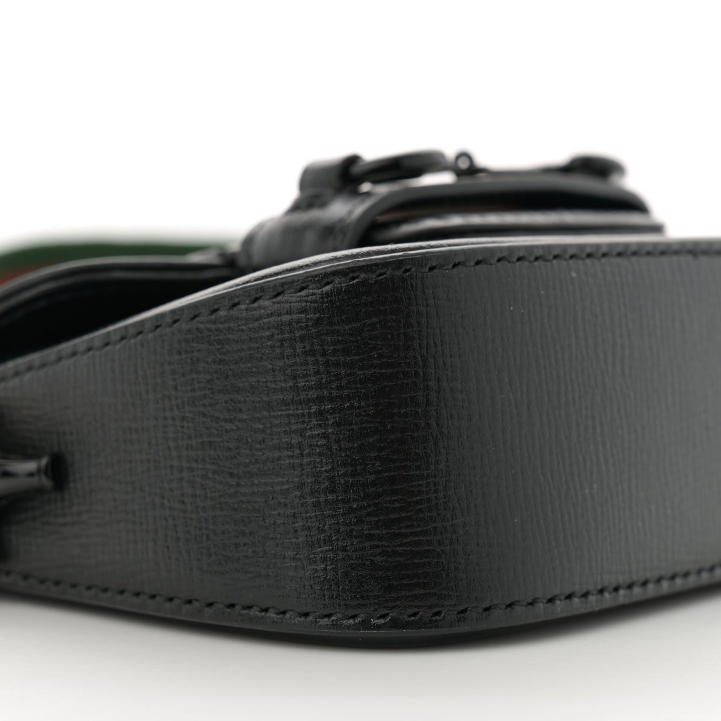 Azalea Calfskin Web Monochrome Horsebit 1955 Wallet On Strap  Black