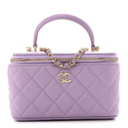 Chanel Lambskin Quilted Small Top Handle Vanity Case With Chain Light Purple 1 of 11