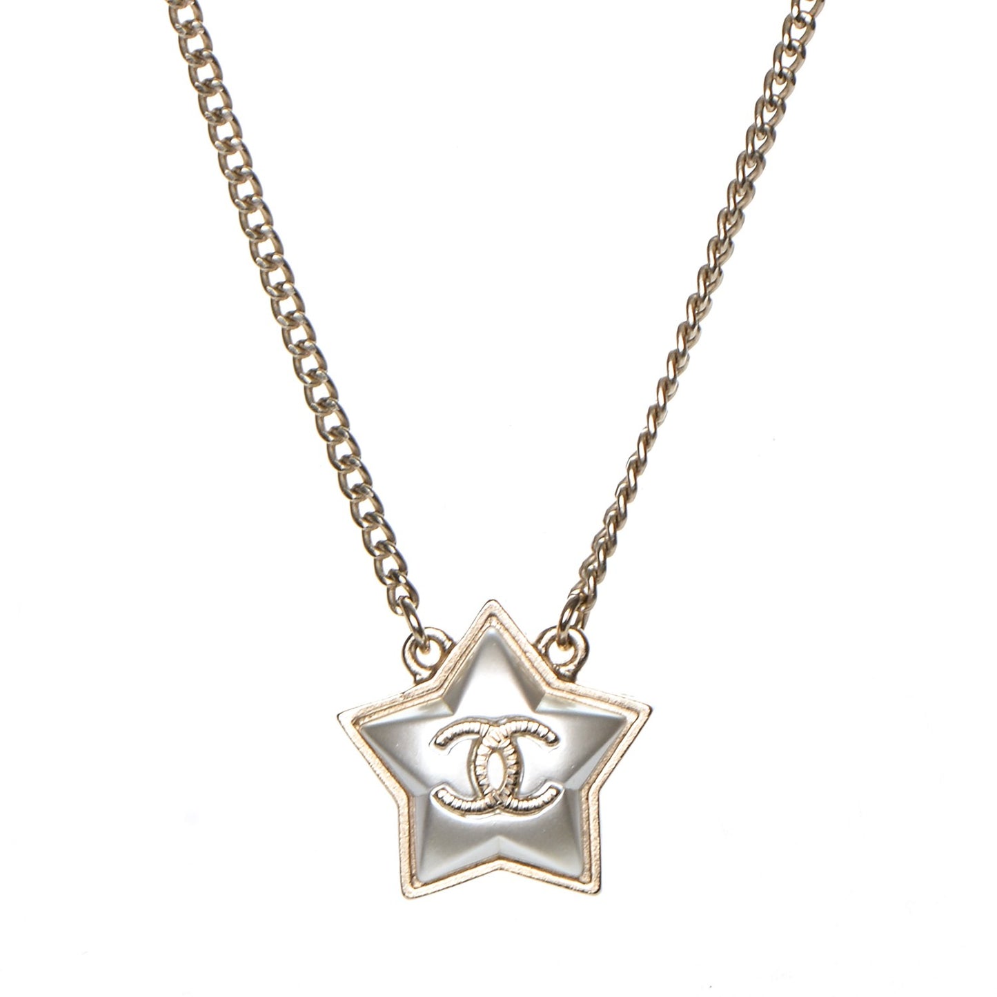 Metal Resin Star CC Necklace Silver Gold