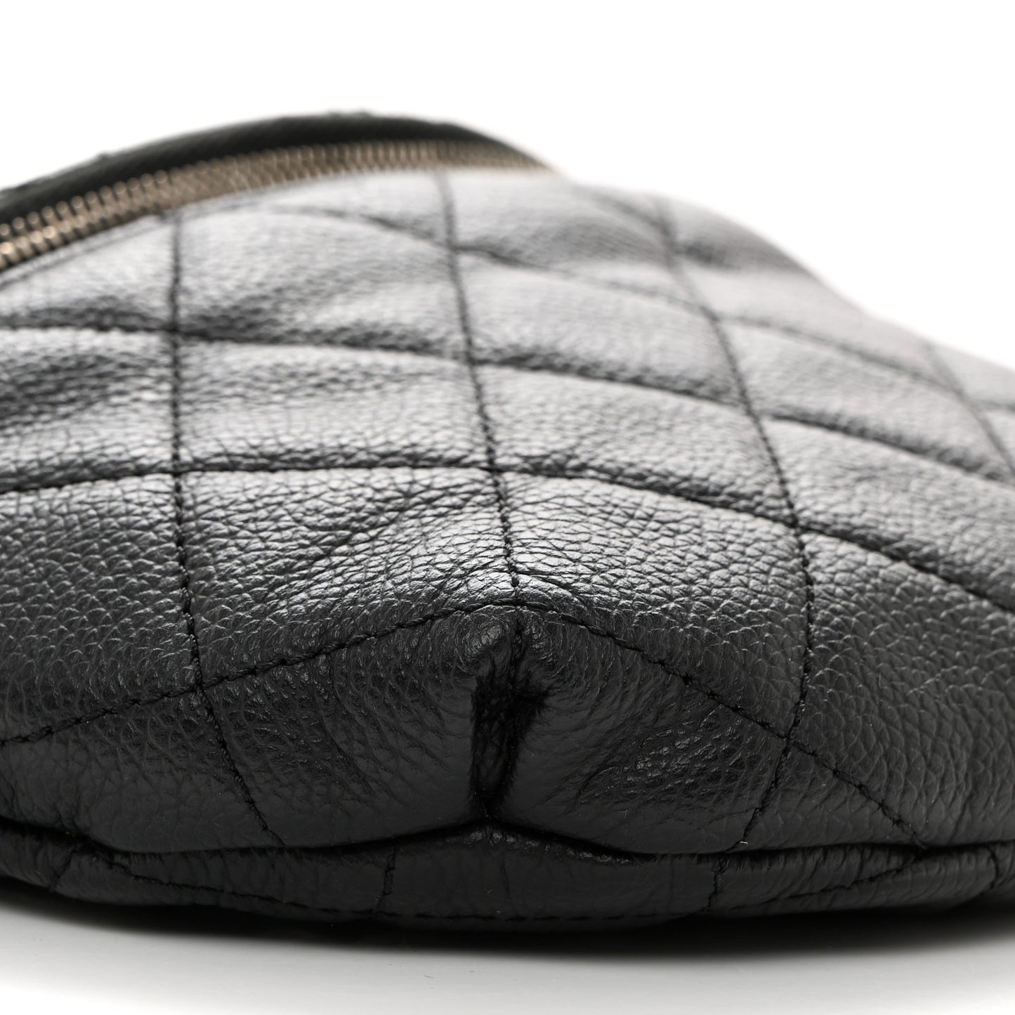 Grained Calfskin Quilted Waist Belt Bag Black