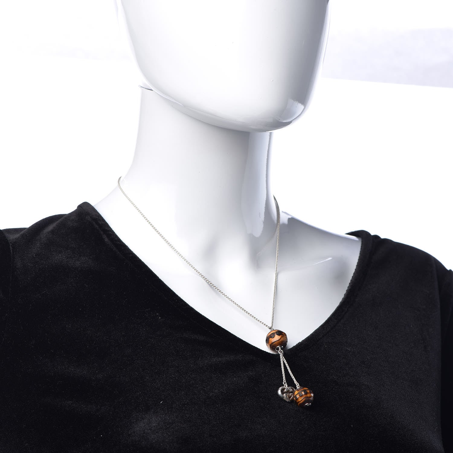 Gucci Sterling Silver Bamboo Drop Necklace 2 of 5