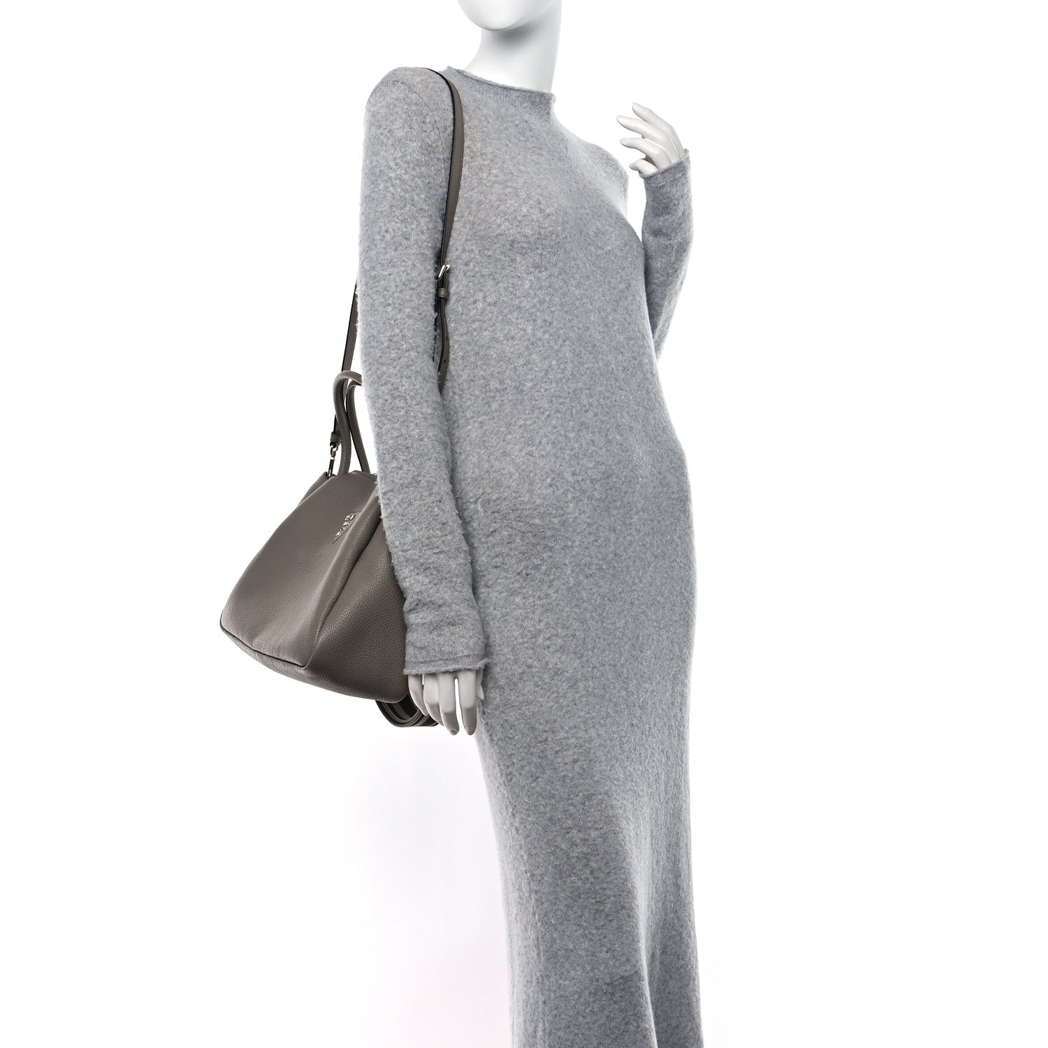 Prada Vitello Daino Soft Medium Zippered Top Handle Bag Argilla 2 of 10