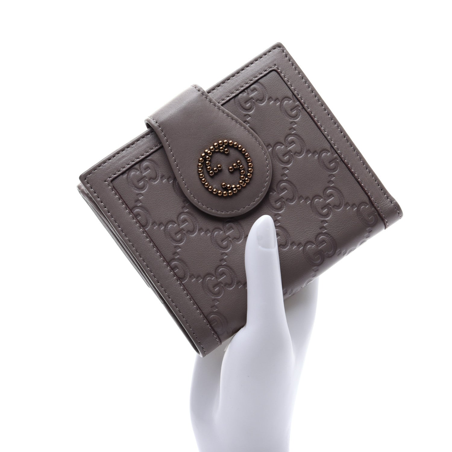 Gucci Guccissima French Flap Wallet Grey 2 of 10