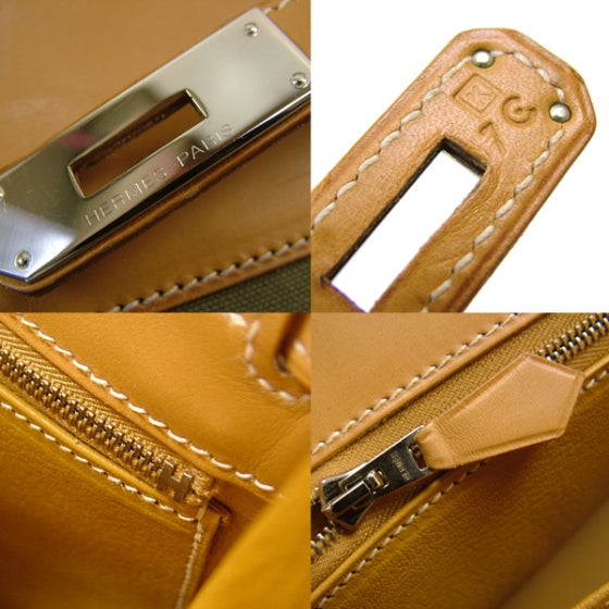Barenia Toile Kelly 35 Handbag Khaki