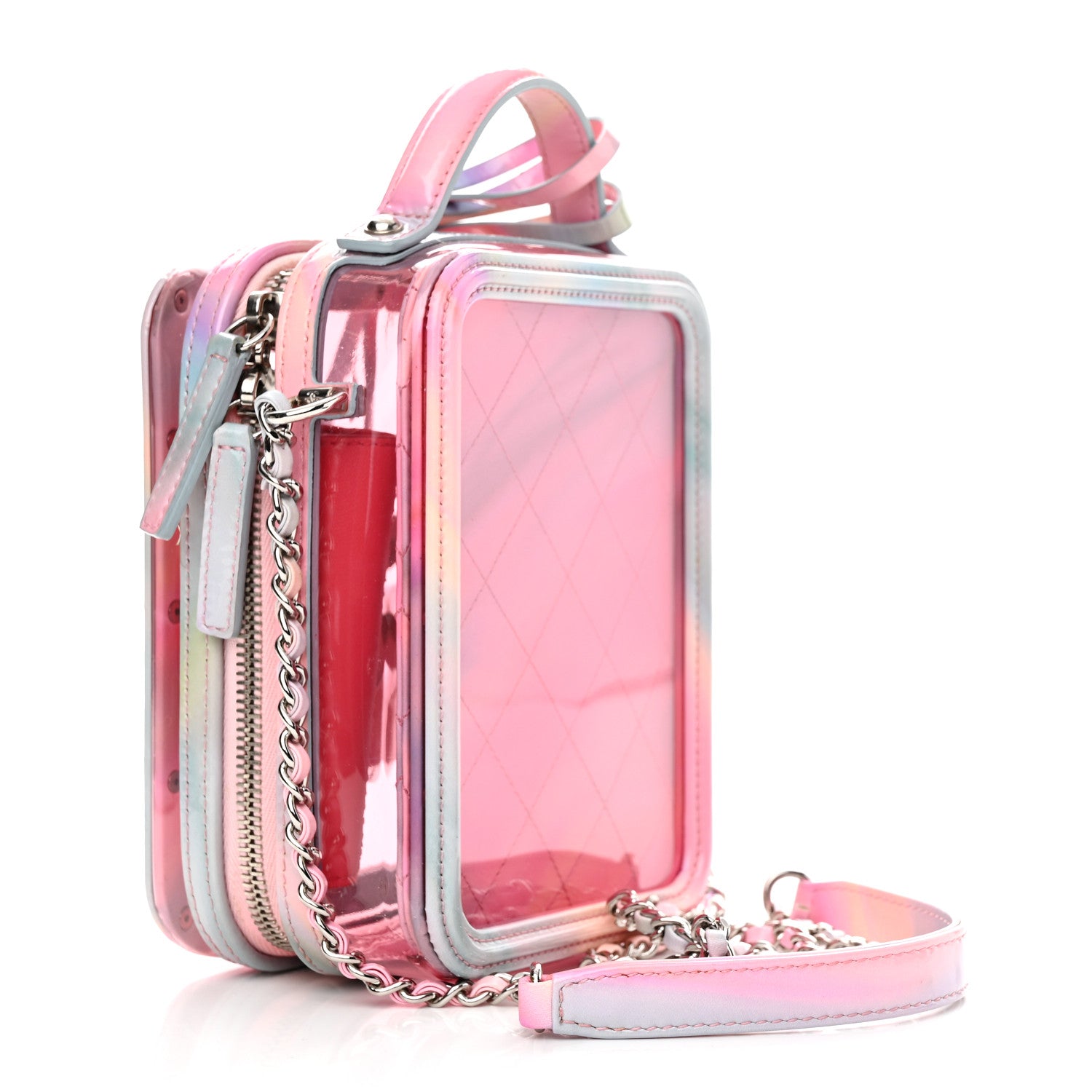 Chanel PVC Patent Calfskin Patent Lambskin Vertical Vanity Case Pink 3 of 14