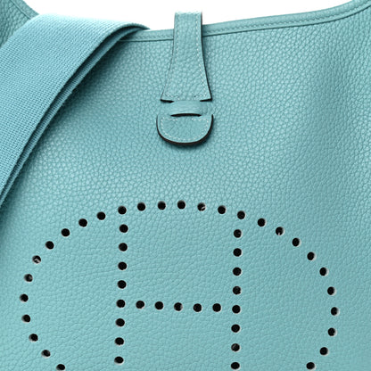 Hermes Taurillon Clemence Evelyne III PM Bleu Atoll 8 of 12