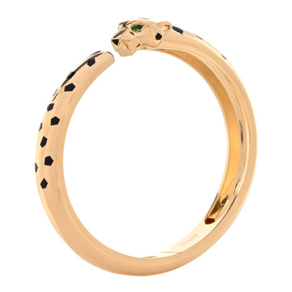 Cartier 18K Yellow Gold Onyx Tsavorite Black Lacquer Panthere De Cartier Cuff Bracelet 18 1 of 4