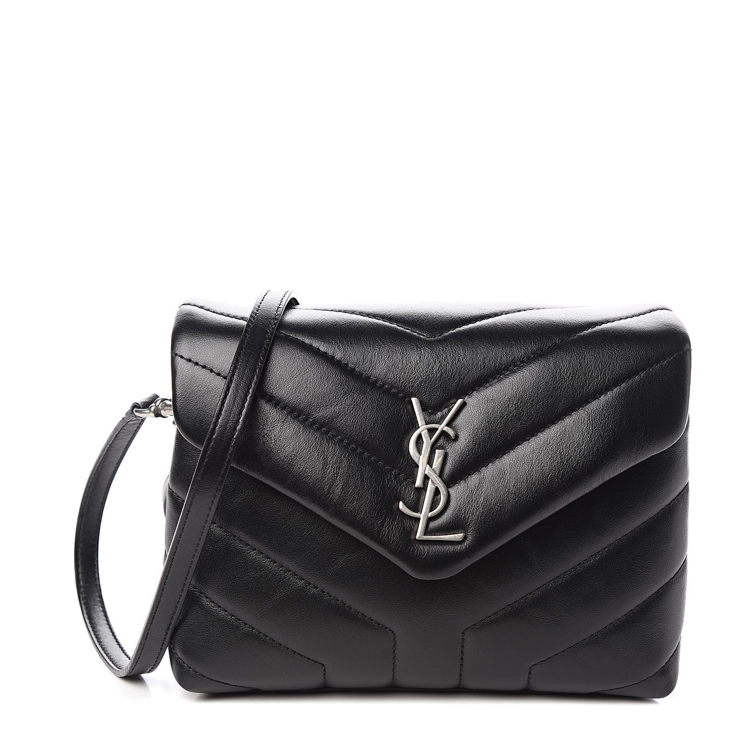 Calfskin Y Quilted Monogram Toy Loulou Crossbody Bag Black