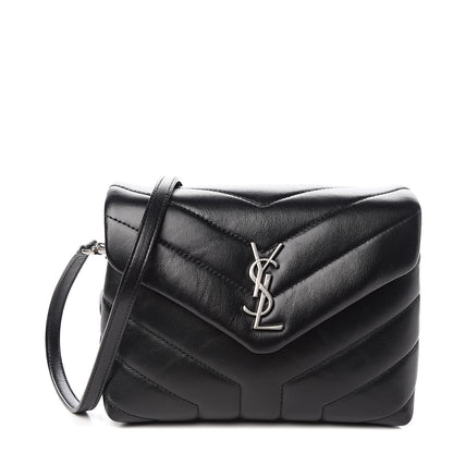 Saint Laurent Calfskin Y Quilted Monogram Toy Loulou Crossbody Bag Black 1 of 10