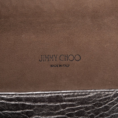 Jimmy Choo Metallic Grainy Calfskin Lockett Envelope Clutch Platinum 8 of 8