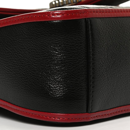Gucci Vintage Effect Calfskin Matelasse Diagonal Mini Torchon GG Marmont Top Handle Shoulder Bag Black Romantic Cherry 10 of 13