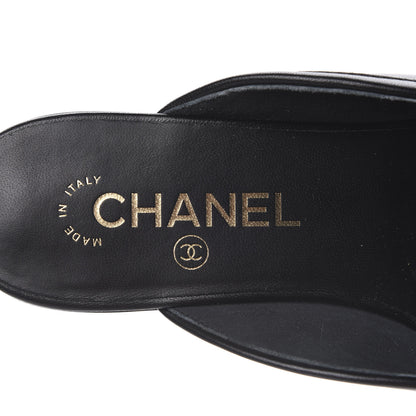 Chanel Lambskin Pearl CC Mules 36.5 Black 8 of 9