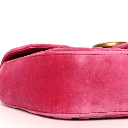 Gucci Velvet Matelasse Mini GG Marmont Shoulder Bag Light Raspberry Rose 9 of 10