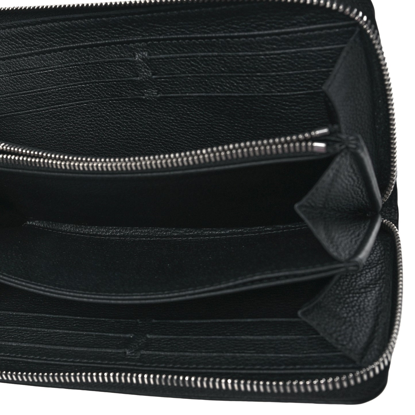 Calfskin Zippy Lockme Wallet Black