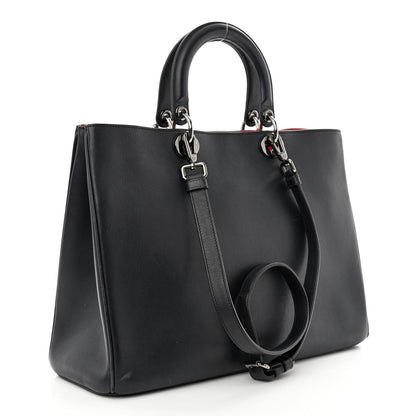 Christian Dior Smooth Calfskin Large Diorissimo Tote Black Rose Indien 3 of 21