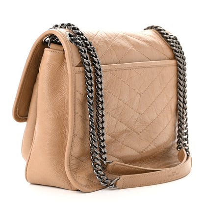 Saint Laurent Crinkled Calfskin Matelasse Monogram Medium Niki Chain Satchel Dark Toffee 3 of 10