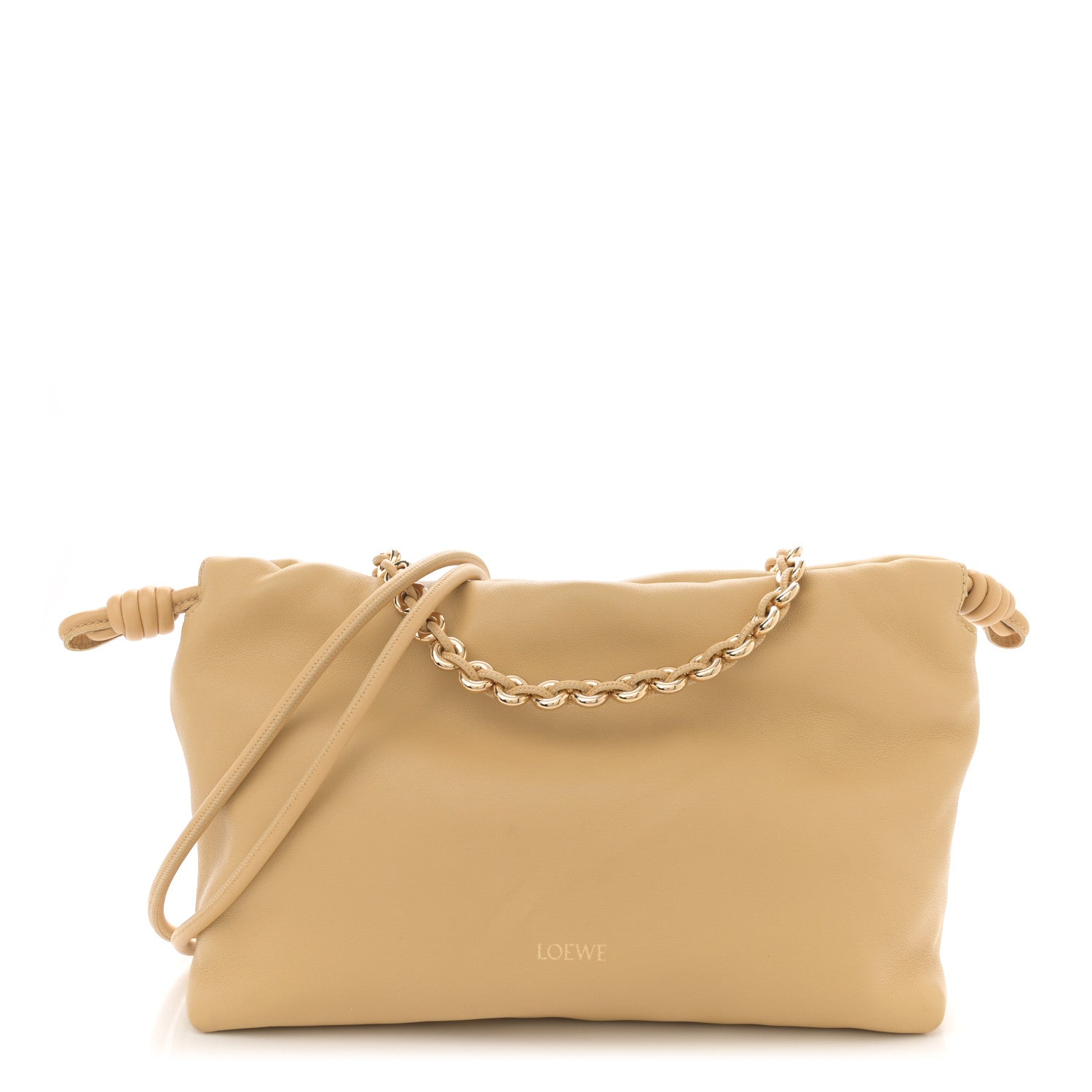 Loewe Mellow Nappa Medium Donut Chain Flamenco Knot Clutch Sahara 1 of 10
