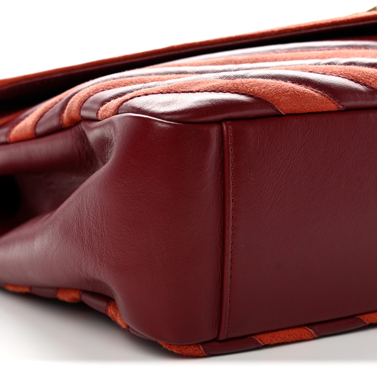 Saint Laurent Calfskin Suede Matelasse Chevron Large Monogram College Bag Burgundy 9 of 12