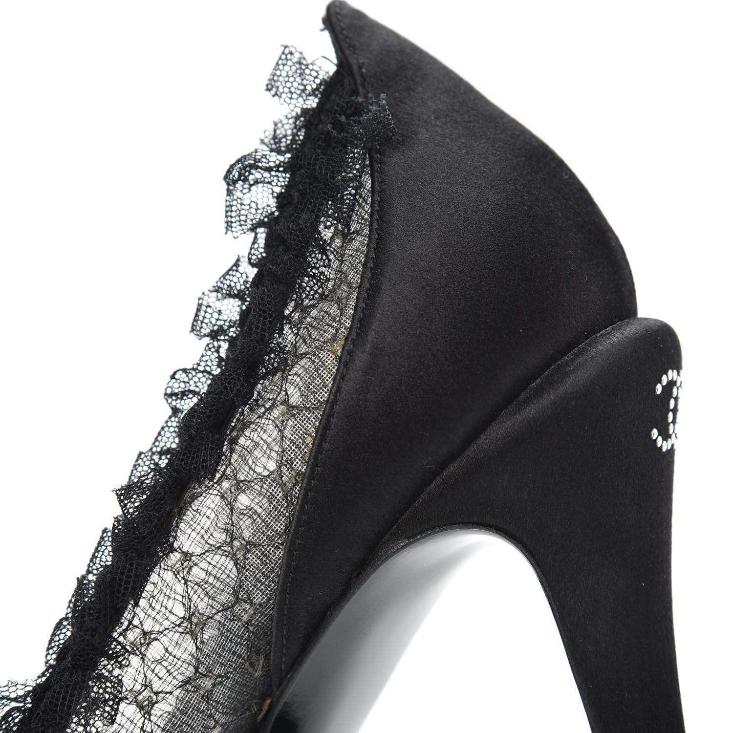 Chanel Mesh Satin CC Pumps 37 Black 8 of 8