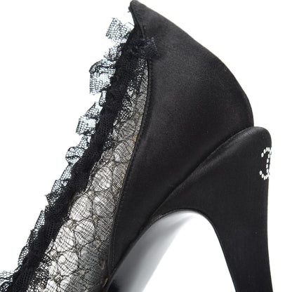 Chanel Mesh Satin CC Pumps 37 Black 8 of 8