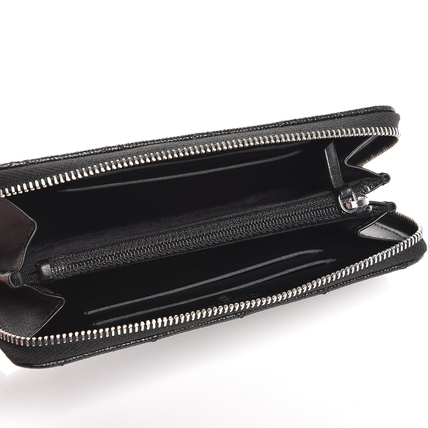 Chanel Metallic Caviar Quilted Small Zip Around Wallet Black 5 of 9