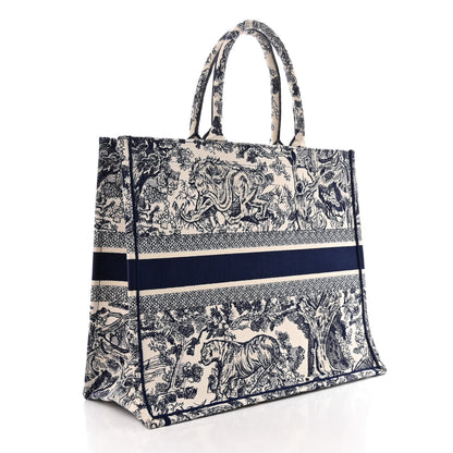 Christian Dior Canvas Embroidered Large Dioriviera Toile De Jouy Book Tote Blue 3 of 13