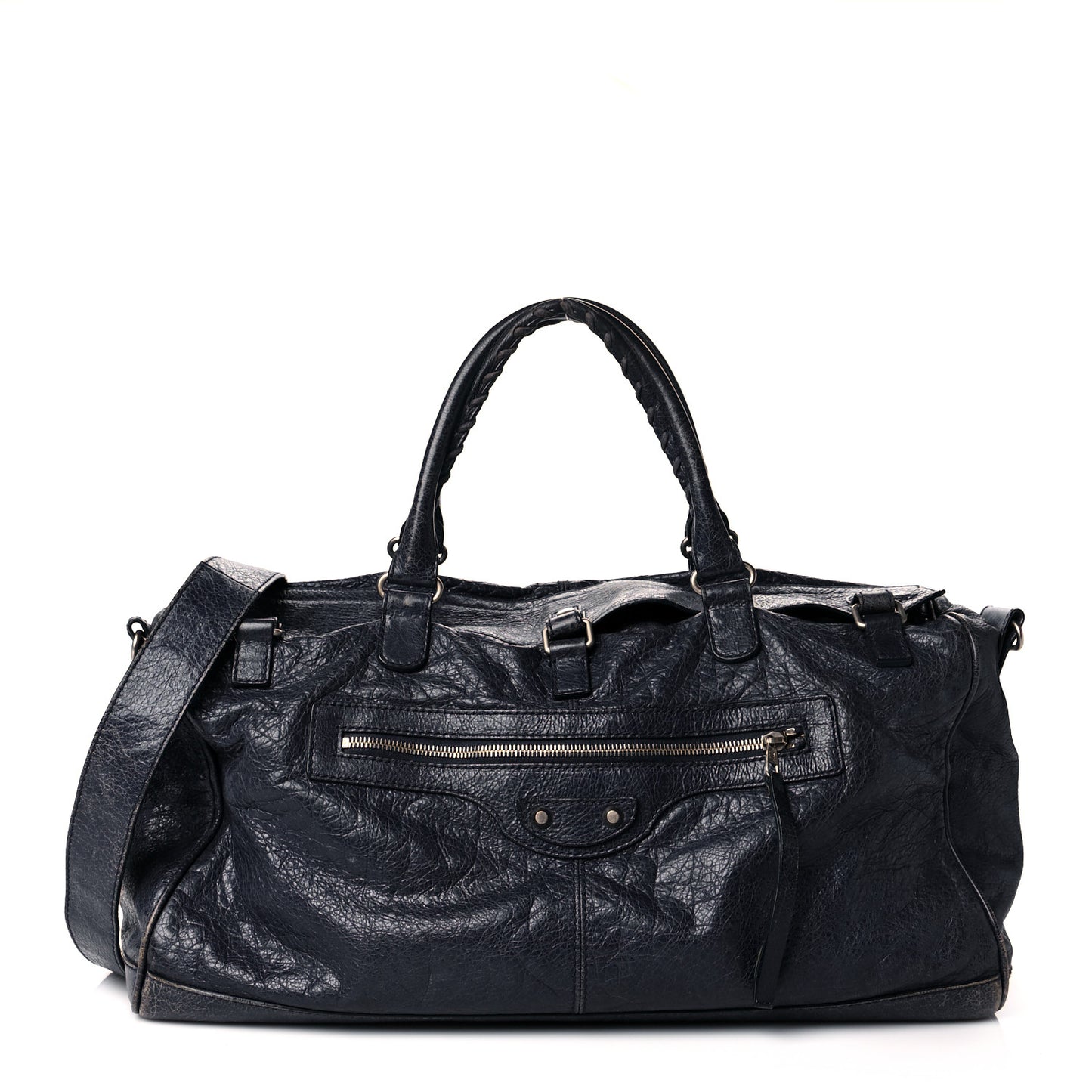 Agneau Classic Hardware Small Squash Duffel Bag Bleu Nuit