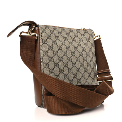 Gucci GG Supreme Monogram Azalea Calfskin Retro Interlocking G Flat Messenger Bag Beige Ebony Brown Sugar 2 of 7